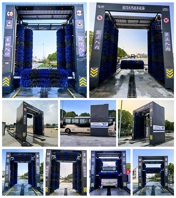 中國-鐵士龍門大巴5組大刷電腦洗車機 合肥長豐城市公交?集團調(diào)試現(xiàn)場拍攝